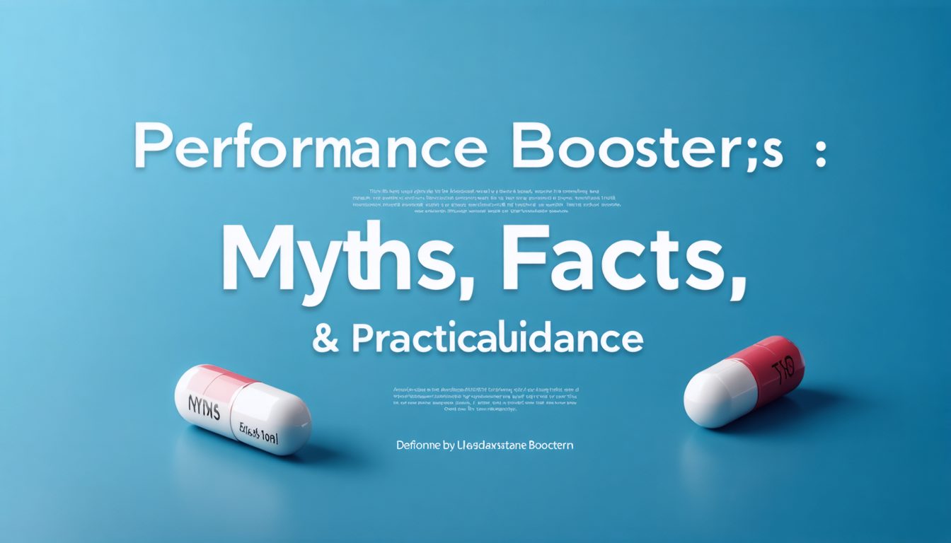 Medical illustration of sexual health consultation with supplements, heart health symbols, and lifestyle elements related to sexual performance boosters